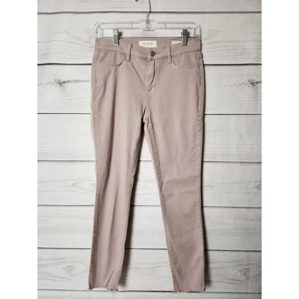 Pacsun Womens Ankle Jeggings‎ Beige Stretch Mid Rise Pockets Denim Casual 26